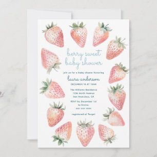 Faire-part de Baby Shower aux Fraises Aquarelles S