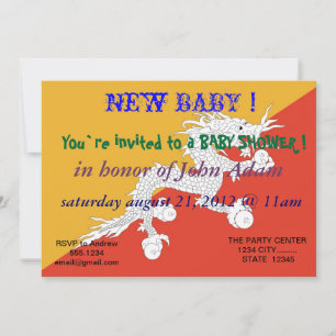 Faire-part de Baby Shower avec le drapeau du Bhout