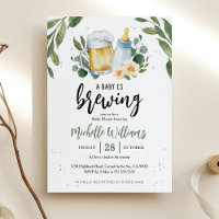 Faire-Part de Baby Shower Baby Is Brewing Greenery