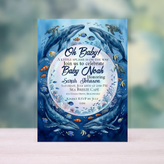 Faire-part de Baby Shower Baleine – Océan sous la
