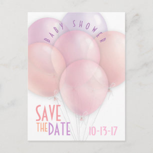 Faire-Part de Baby Shower Ballons Pastel