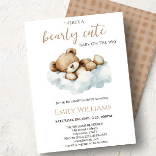 Faire-part de Baby Shower "Bearly Cute"   Ourson N