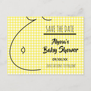 Faire-part de Baby Shower Bébé à carreaux jaunes E