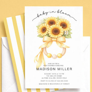 Faire-Part de Baby Shower Bébé en Fleur Tournesol