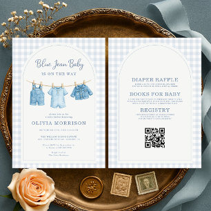 Faire-part de Baby Shower 'Bébé en Jean Bleu'