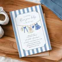 Faire-part de Baby Shower "Bébé en Jean Bleu"