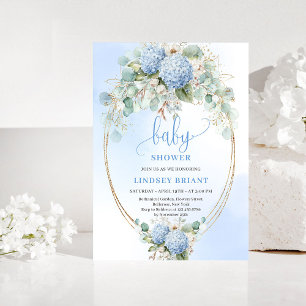 Faire-part de Baby Shower Bébé Fleur d'Hydrange Bl