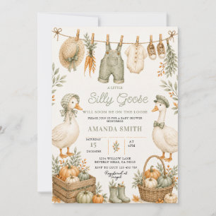 Faire-part de Baby Shower Bébé Oie Silly Automne V