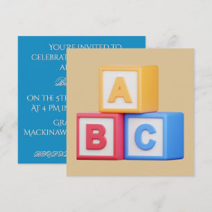 Faire-part de Baby Shower - Blocs Alphabet