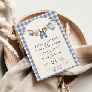 Faire-part de Baby Shower Blue Jean Cowboy