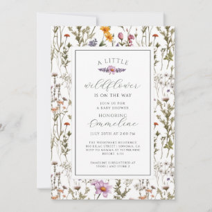 Faire-part de Baby Shower Bohème Fleur Sauvage Pet