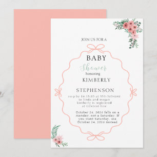 Faire-part de Baby Shower Bohème Herbe de Pampas B