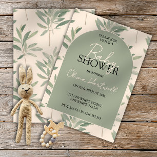 Faire-part de Baby Shower Botanique Neutre en Term