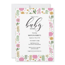 Faire-Part de Baby Shower Cadre Fleur de Champ Nat