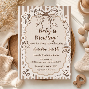 Faire-part de Baby Shower Café Neutre