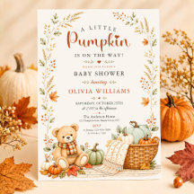 Faire-part de Baby Shower Citrouille d'Automne