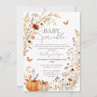 Faire-part de Baby Shower Citrouille Fleur Sauvage