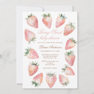 Faire-part de Baby Shower Classique aux Fraises Su