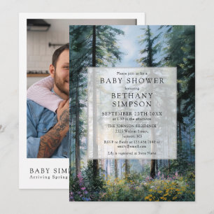 Faire-part de Baby Shower Code QR Photo de Fleurs