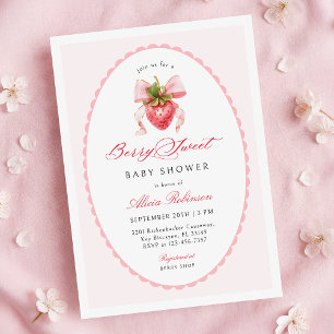 Faire-part de Baby Shower Coquette aux Fraises