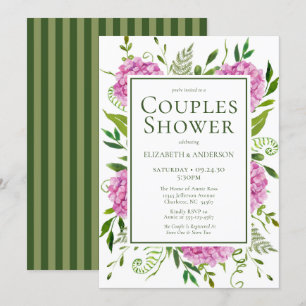 Faire-part de Baby Shower Couple aux Hortensias Ro