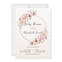Faire-part de Baby Shower Couronne de Fleurs Sauva