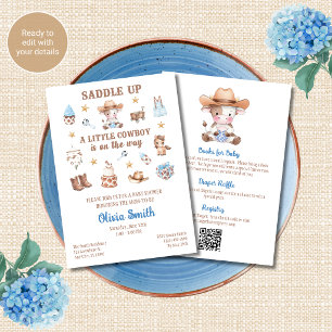 Faire-part de Baby Shower Cowboy Tout en Un avec C