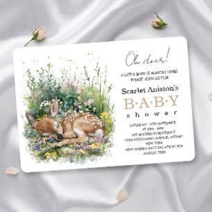 Faire-part de Baby Shower de bébé faon endormi mig