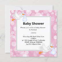 Faire-part de baby shower de la cigogne de la bull