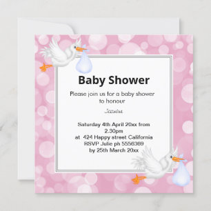 Faire-part de baby shower de la cigogne de la bull