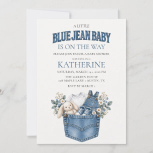 Faire-part de Baby Shower Denim Blue Jean