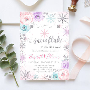 Faire-part de Baby Shower d'hiver Petit Flocon de