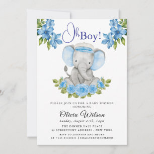 Faire-part de Baby Shower Éléphant pour Garçon – “