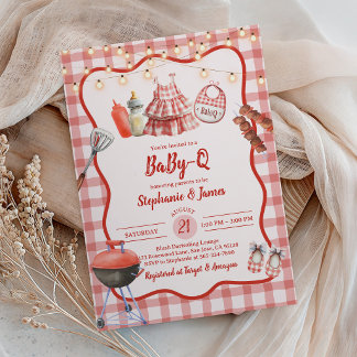 Faire-part de Baby Shower : Fête BBQ Mixte Rouge G