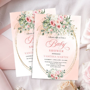 Faire-part de Baby Shower Fille Fleurs de Jardin R