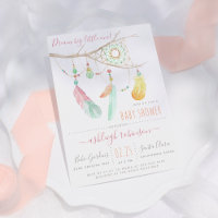 Faire-Part de Baby Shower Fille Rêve Bohème Attrap