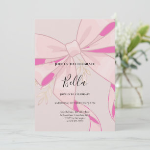 Faire-part de Baby Shower Fille Ruban Rose