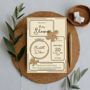 Faire-part de Baby Shower Fleur de Style Minimalis