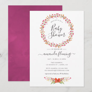 Faire-part de baby shower Fleur sauvage Aquarelle