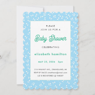 Faire-part de Baby Shower Fleurs Bleues