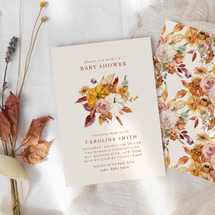Faire-part de Baby Shower Fleurs d'Automne et Citr