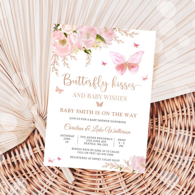 Faire-part de Baby Shower Fleurs Papillon (Créateur téléchargé)