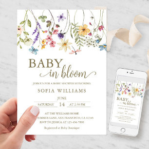 Faire-part de Baby Shower Fleurs Sauvages Bébé en 
