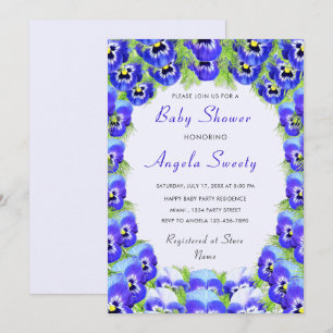 Faire-part de Baby Shower Fleurs Violettes