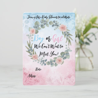 Faire-part de Baby Shower Floral Aquarelle - Rose 