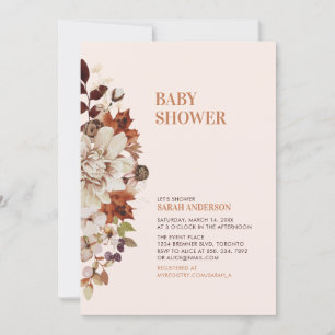 Faire-part de Baby Shower Floral Automnal Rustique
