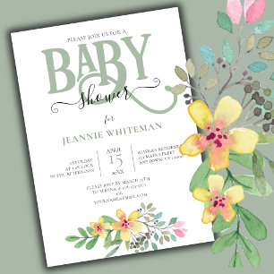 Faire-part de Baby Shower Floral Genre Neutre