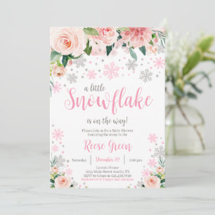 Faire-part de Baby Shower Floral Snowflake