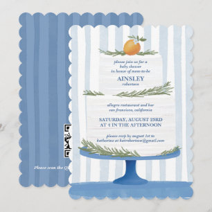 Faire-part de Baby Shower Gâteau Italien à Rayures