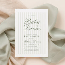 Faire-Part de Baby Shower Genre Neutre à Rayures V